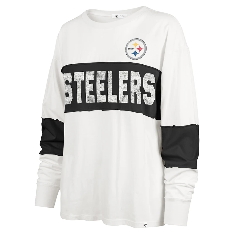 Women's '47 Cream Pittsburgh Steelers Clubhouse Pride Taylor Long Sleeve T-Shirt