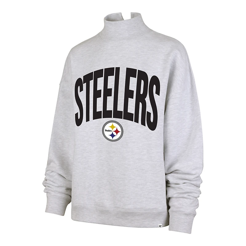 Women's '47  Gray Pittsburgh Steelers Subtle Muse Mock Neck Sweatshirt