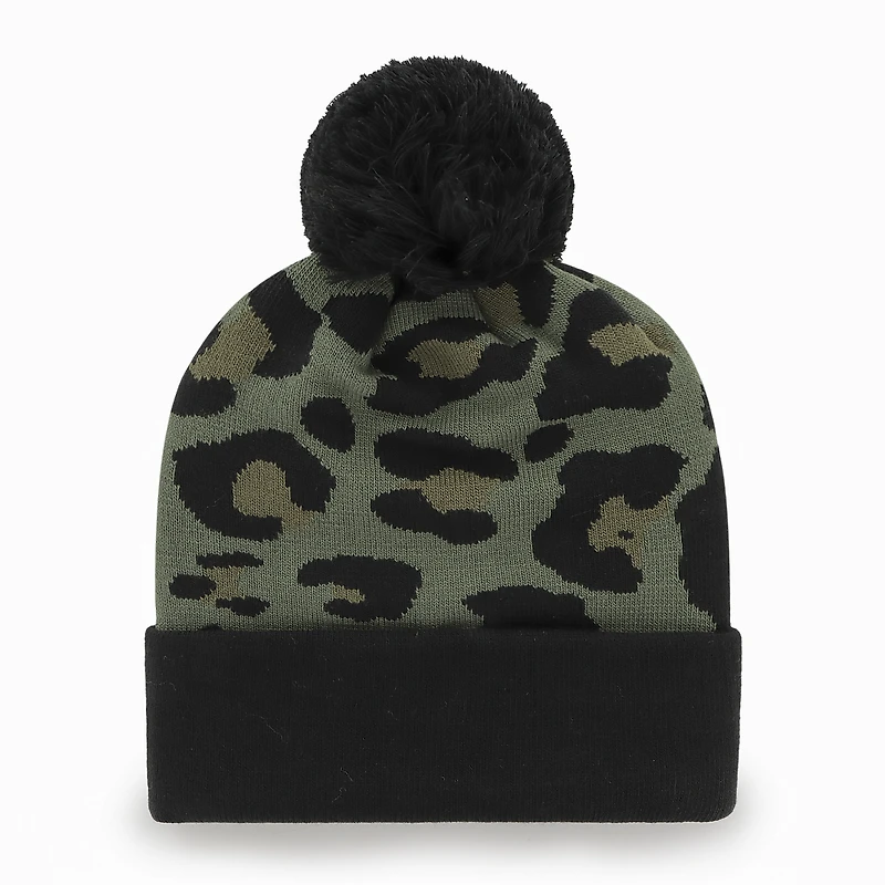 Bonnet en tricot à revers Bagheera Pittsburgh Steelers '47 vert/noir pour femme avec pompon