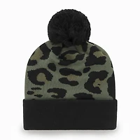 Bonnet en tricot à revers Bagheera Pittsburgh Steelers '47 vert/noir pour femme avec pompon