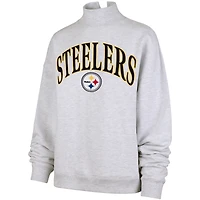 Women's '47 Heather Gray Pittsburgh Steelers Vantage Mock Neck Pullover Sweatshirt
