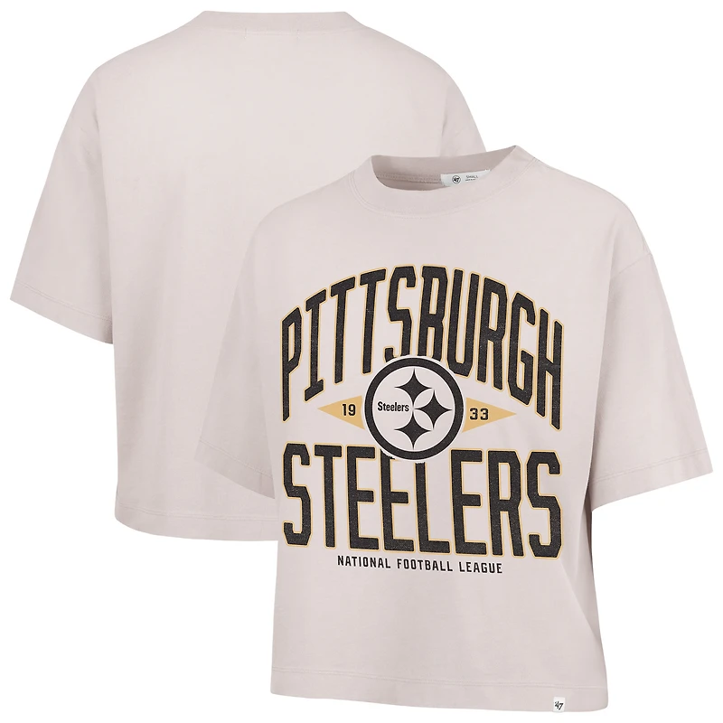 Women's '47  Sand Pittsburgh Steelers Windthrow Ravine Cropped T-Shirt