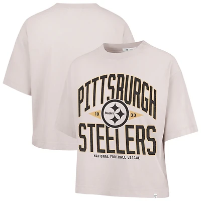 Women's '47  Sand Pittsburgh Steelers Windthrow Ravine Cropped T-Shirt