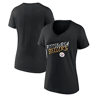 Women's Black Pittsburgh Steelers Hustle V-Neck T-Shirt