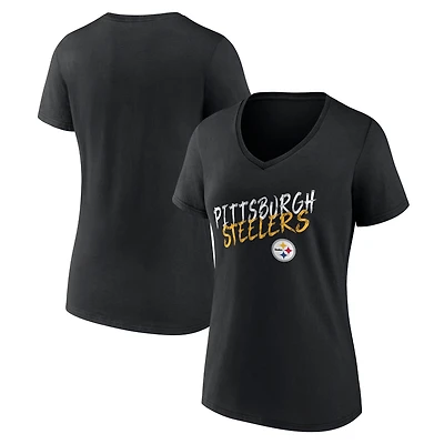 Women's Black Pittsburgh Steelers Hustle V-Neck T-Shirt