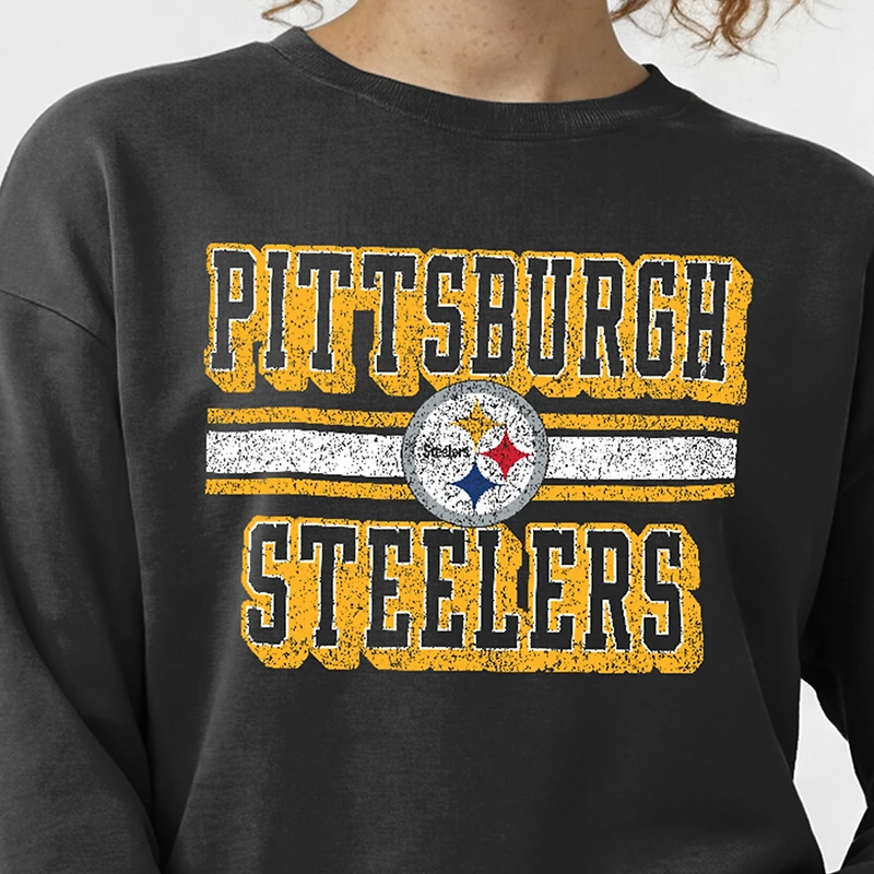 Women's Champion Black Pittsburgh Steelers Powerblend Fleece Sweatshirt