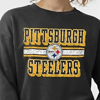 Women's Champion  Black Pittsburgh Steelers Powerblend Fleece Sweatshirt