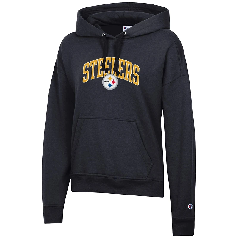 Sweat à capuche Powerblend noir Champion pour femme des Pittsburgh Steelers