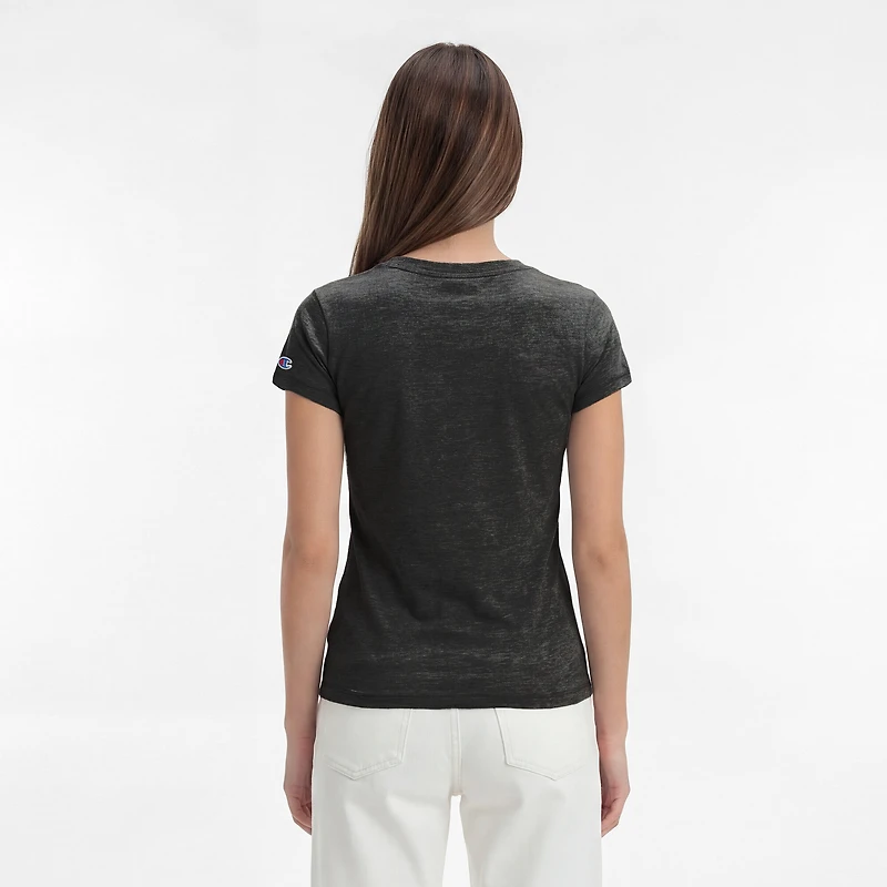 Women's Champion Black Pittsburgh Steelers Triumph Tri-Blend V-Neck T-Shirt
