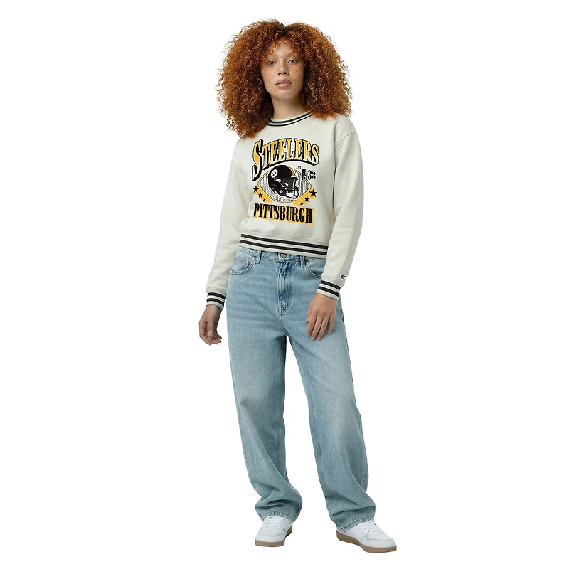 Women's Champion Cream Pittsburgh Steelers Reverse Weave Fleece Sweatshirt