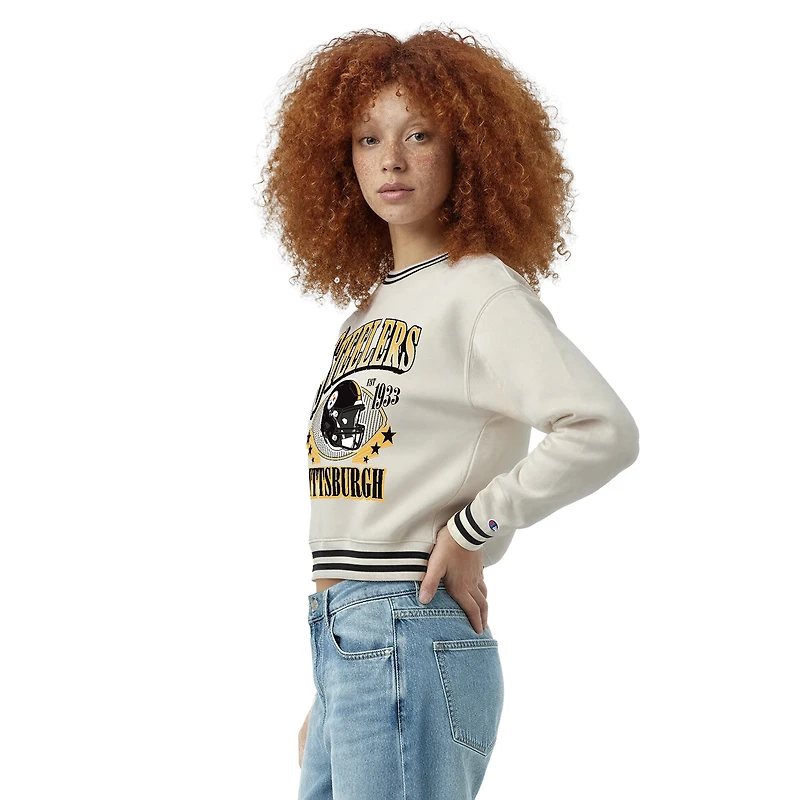 Women's Champion Cream Pittsburgh Steelers Reverse Weave Fleece Sweatshirt