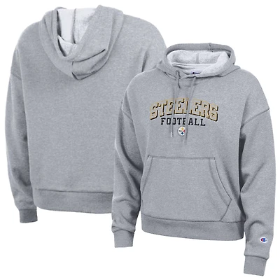 Sweat à capuche Champion Triumph Tri-Blend gris pour femme, modèle de Pittsburgh Steelers, la marque Champion.