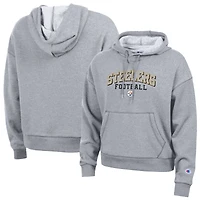 Sweat à capuche Champion Triumph Tri-Blend gris pour femme, modèle de Pittsburgh Steelers, la marque Champion.