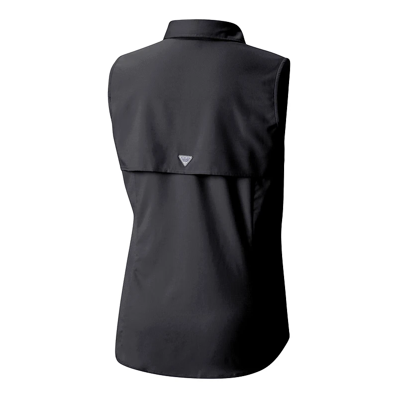 Women's Columbia Black Pittsburgh Steelers PFG Tamiami Omni-Shade Sleeveless Button-Up Shirt