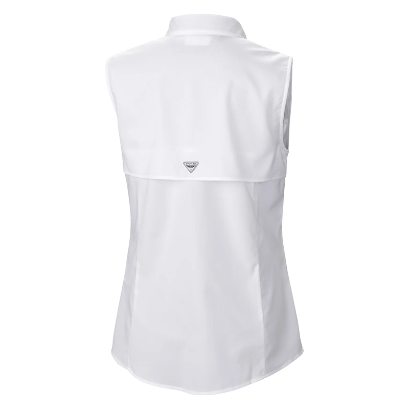 Chemise boutonnée sans manches Columbia blanche PFG Tamiami Omni-Shade pour femme des Pittsburgh Steelers