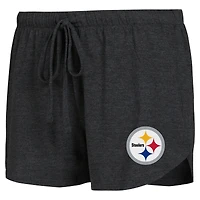Ensemble de salon Concepts Sport pour femmes, t-shirt et short à manches longues raglan, noir/or, Pittsburgh Steelers