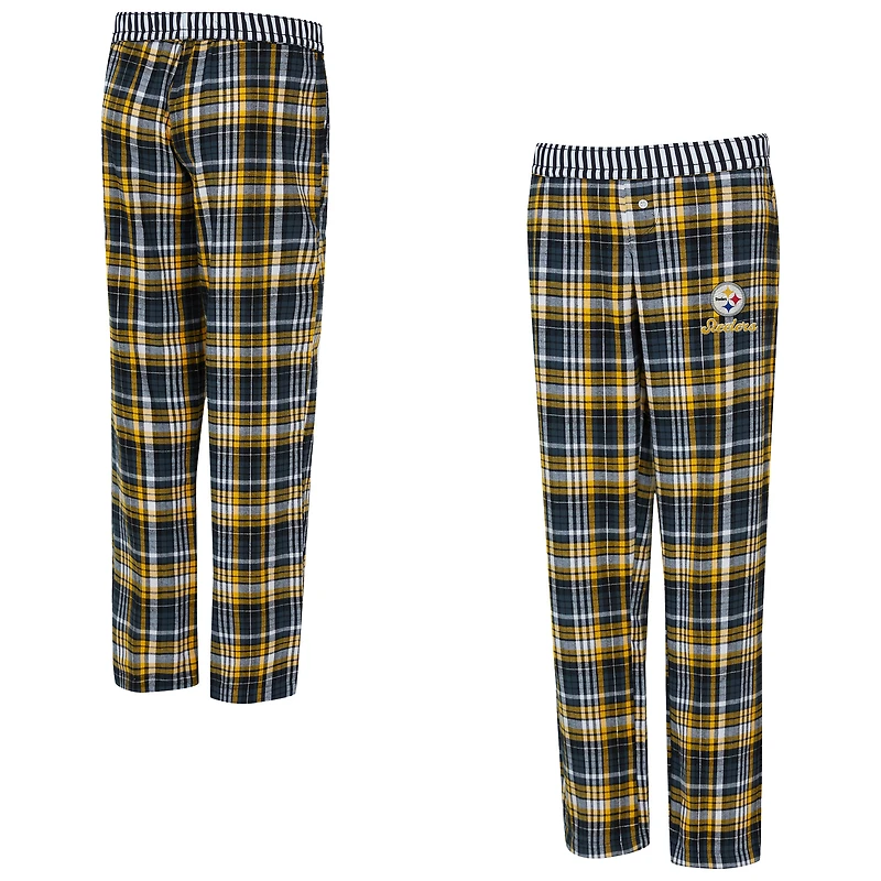 Pantalon Concepts Sport noir Pittsburgh Steelers Laney à carreaux en mélange de trois tissus pour femmes