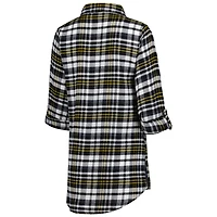 Chemise de nuit à carreaux et boutons pour femme Concepts Sport Black Pittsburgh Steelers Mainstay