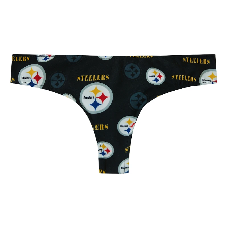 Women's Concepts Sport Black Pittsburgh Steelers Mosaic All Over Print Thong