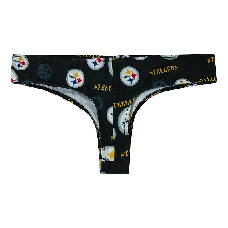 Women's Concepts Sport Black Pittsburgh Steelers Mosaic All Over Print Thong