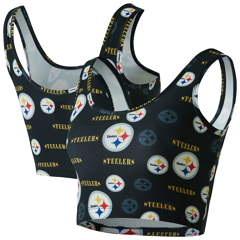 Women's Concepts Sport Black Pittsburgh Steelers Mosaic Allover Print Bralette