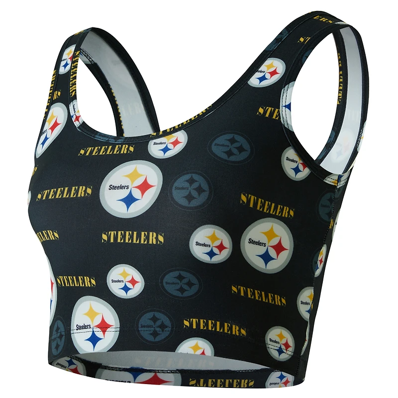 Women's Concepts Sport Black Pittsburgh Steelers Mosaic Allover Print Bralette