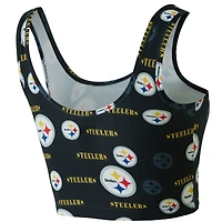 Brassière Concepts Sport noire à imprimé mosaïque des Pittsburgh Steelers pour femme