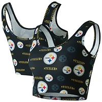 Women's Concepts Sport Black Pittsburgh Steelers Mosaic Allover Print Bralette
