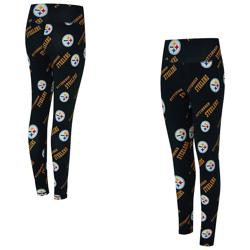 Leggings Concepts Sport noirs à imprimé mosaïque des Steelers de Pittsburgh pour femme