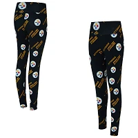 Leggings Concepts Sport noirs à imprimé mosaïque des Steelers de Pittsburgh pour femme