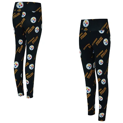 Women's Concepts Sport Black Pittsburgh Steelers Mosaic Allover Print Leggings