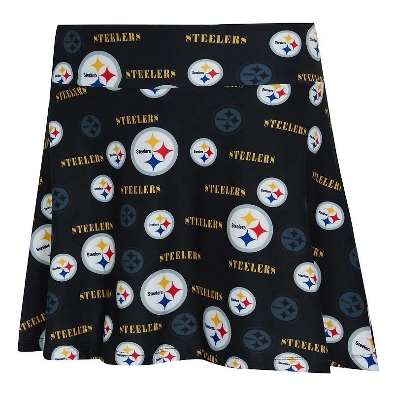 Women's Concepts Sport Black Pittsburgh Steelers Mosaic Allover Print Skort