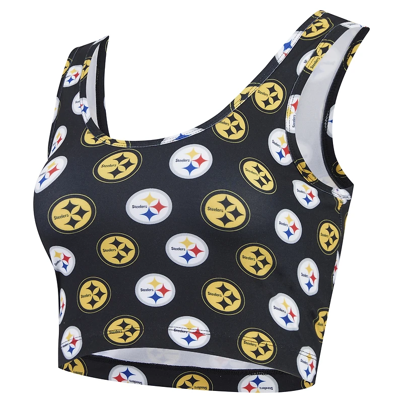 Women's Concepts Sport Black Pittsburgh Steelers Record Allover Print Bralette