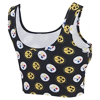 Women's Concepts Sport Black Pittsburgh Steelers Record Allover Print Bralette