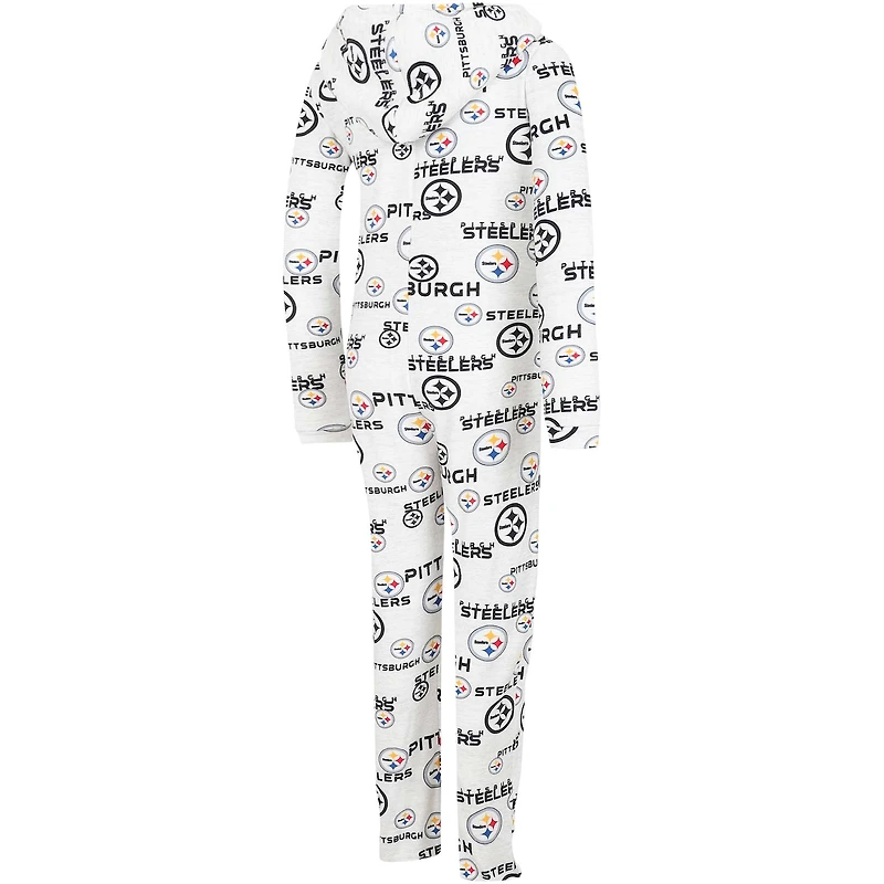Women's Concepts Sport  Cream Pittsburgh Steelers Docket Hoodie Full-Zip Union Suit