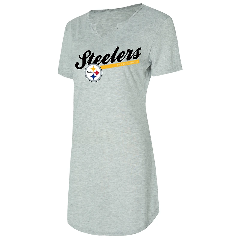 Women's Concepts Sport Gray Pittsburgh Steelers Petition Knit Nightshirt