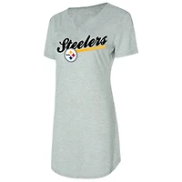 Chemise de nuit en tricot gris pour femme Concepts Sport Pittsburgh Steelers Petition