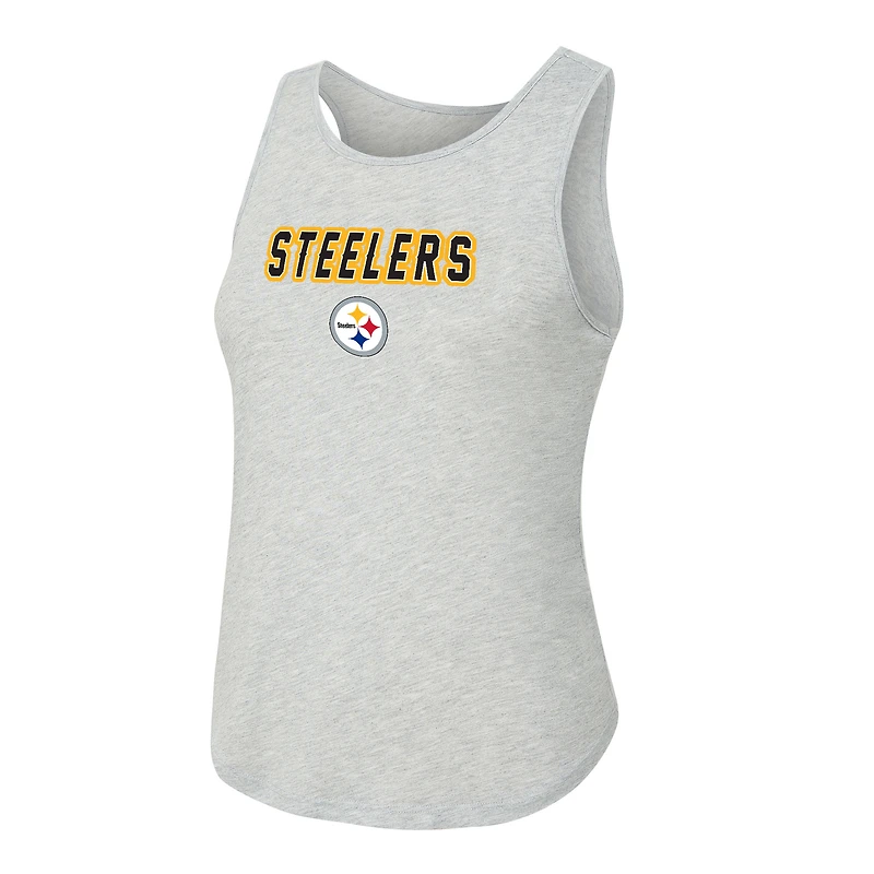 Women's Concepts Sport  Heather Gray/Black Pittsburgh Steelers Regulate Plaid Tank Top & Pants Sleep Set