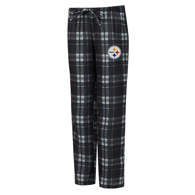 Ensemble de nuit pour femme Concepts Sport gris chiné/noir Pittsburgh Steelers Regulate Plaid débardeur et pantalon