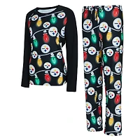 Ensemble t-shirt à manches longues et pantalon en tricot Garland Raglan de Pittsburgh Steelers pour femme Concepts Sport