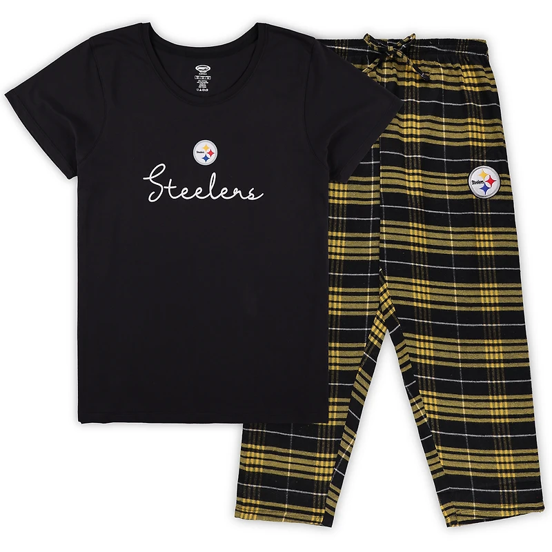 Ensemble de nuit grande taille pour femme Concepts Sport Pittsburgh Steelers avec t-shirt et pantalon à inscription