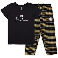 Ensemble de nuit grande taille pour femme Concepts Sport Pittsburgh Steelers avec t-shirt et pantalon à inscription