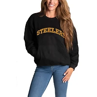 Sweat-shirt à bijoux en chenille noir Cuce pour femme des Pittsburgh Steelers