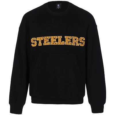 Sweat-shirt à bijoux en chenille noir Cuce pour femme des Pittsburgh Steelers