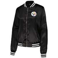 Veste universitaire à fermeture éclair intégrale en strass Cuce Black Pittsburgh Steelers pour femmes