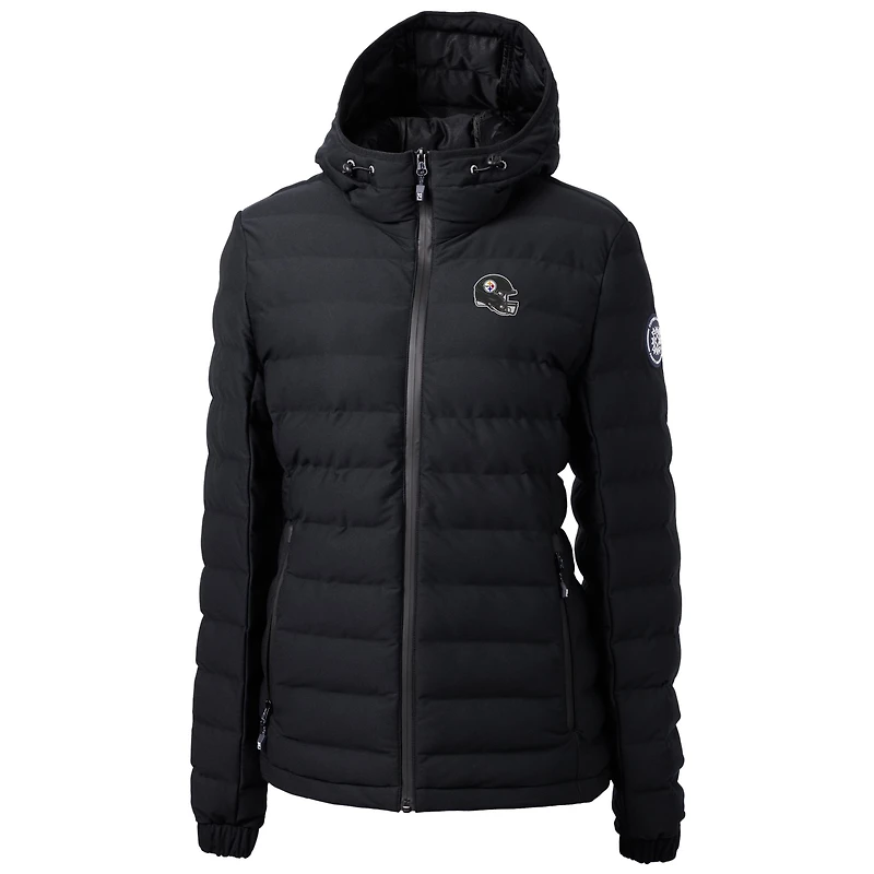 Women's Cutter & Buck  Black Pittsburgh Steelers Helmet Logo Mission Ridge Repreve Eco Insulated Full-Zip Puffer Jacket