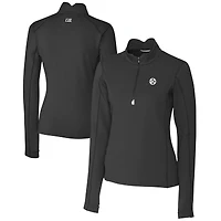 Haut à col zippé Cutter & Buck noir Pittsburgh Steelers Traverse Stretch DryTec pour femme