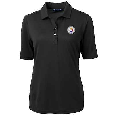 Polo en piqué écologique recyclé pour femme, noir, des Steelers de Pittsburgh, Cutter & Buck