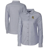 Chemise à manches longues boutonnée Cutter & Buck pour femme, logo rétro Pittsburgh Steelers, couleur anthracite.