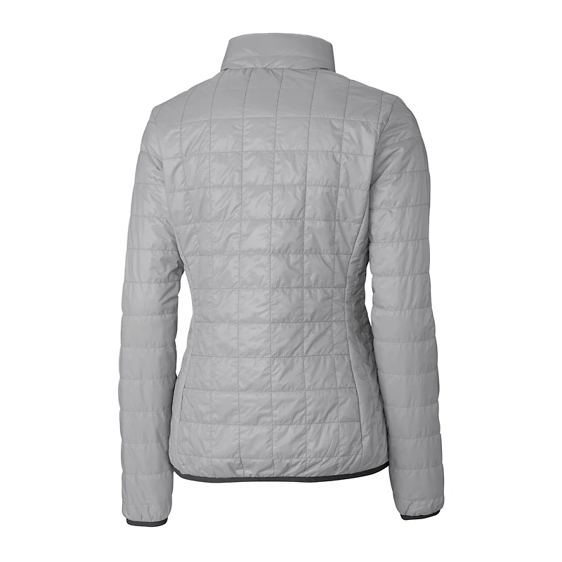 Women's Cutter & Buck  Gray Pittsburgh Steelers Helmet Logo Rainier PrimaLoft Eco Insulated Full-Zip Puffer Jacket